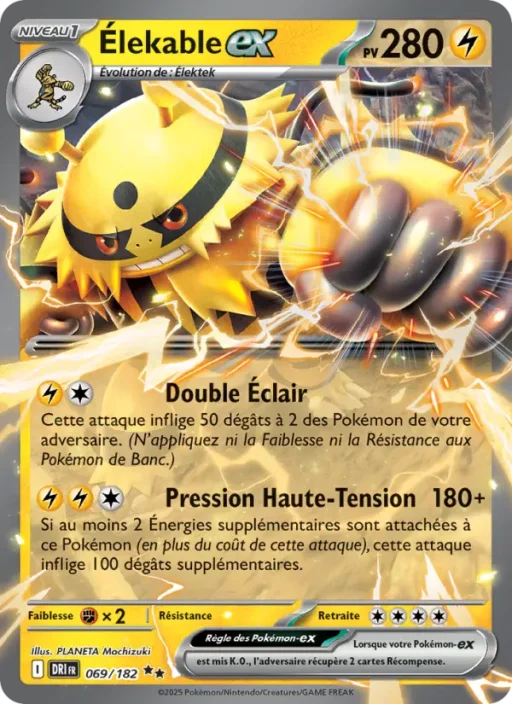 Carte Pokémon Élekable-ex 069/182 Double rare Rivalités Destinées