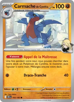 Carte Pokemon Carmache de Cynthia #103