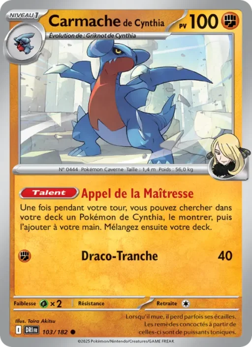 Carte Pokémon Carmache de Cynthia 103/182 Commune Rivalités Destinées