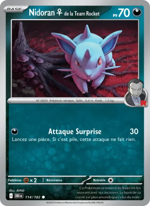 Carte Pokémon Nidoran♀ de la Team Rocket 114/182 Commune Rivalités Destinées