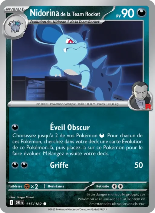 Carte Pokémon Nidorina de la Team Rocket 115/182 Commune Rivalités Destinées