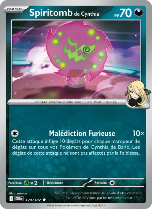 Carte Pokémon Spiritomb de Cynthia 129/182 Peu Commune Rivalités Destinées