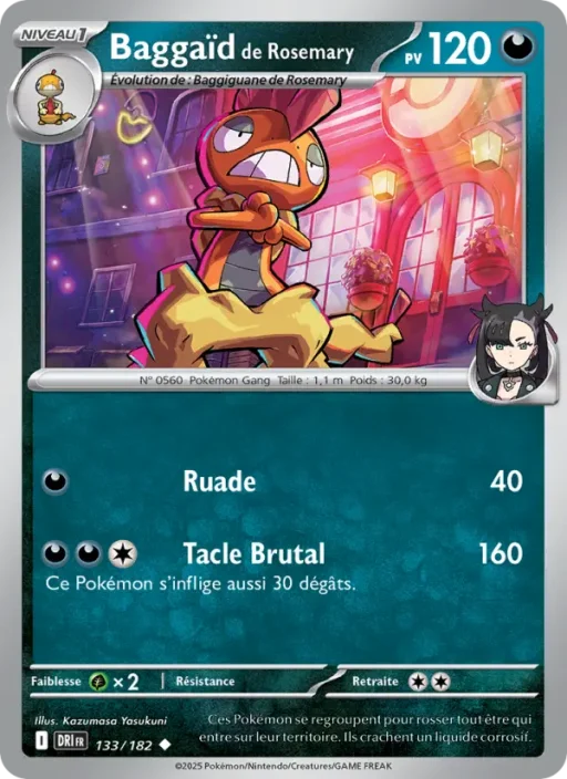 Carte Pokémon Baggaïd de Rosemary 133/182 Peu Commune Rivalités Destinées