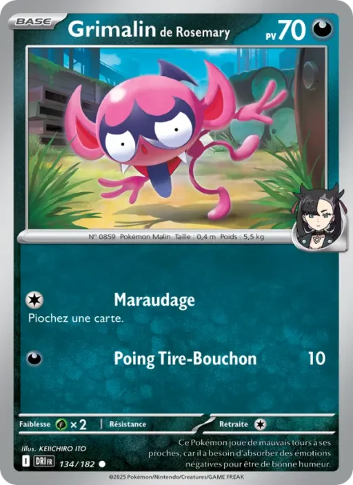 Carte Pokémon Grimalin de Rosemary 134/182 Commune Rivalités Destinées