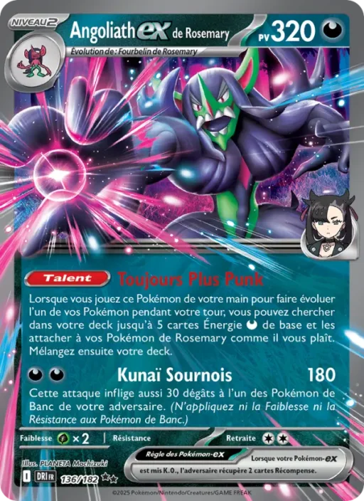 Carte Pokémon Angoliath-ex de Rosemary 136/182 Double rare Rivalités Destinées
