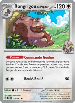 Carte Pokemon Rongrigou de Pepper #159