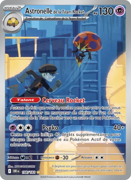 Carte Pokémon Astronelle de la Team Rocket 198/182 Illustration rare Rivalités Destinées
