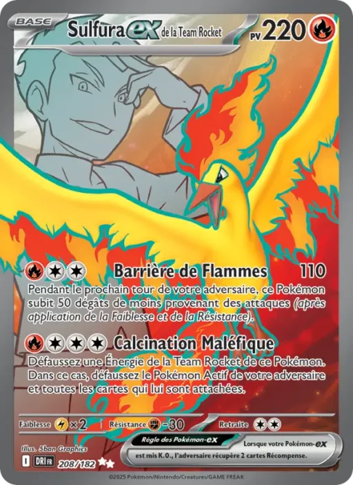 Carte Pokémon Sulfura-ex de la Team Rocket 208/182 Ultra Rare Rivalités Destinées