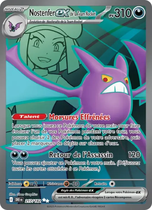 Carte Pokémon Nostenfer-ex de la Team Rocket 217/182 Ultra Rare Rivalités Destinées