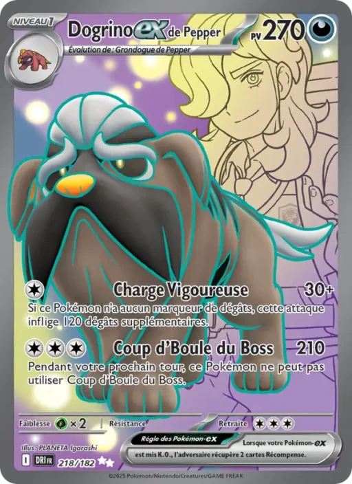 Carte Pokémon Dogrino-ex de Pepper 218/182 Ultra Rare Rivalités Destinées