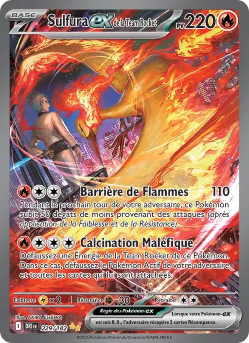 Carte Pokémon Sulfura-ex de la Team Rocket 229/182 Illustration spéciale rare Rivalités Destinées