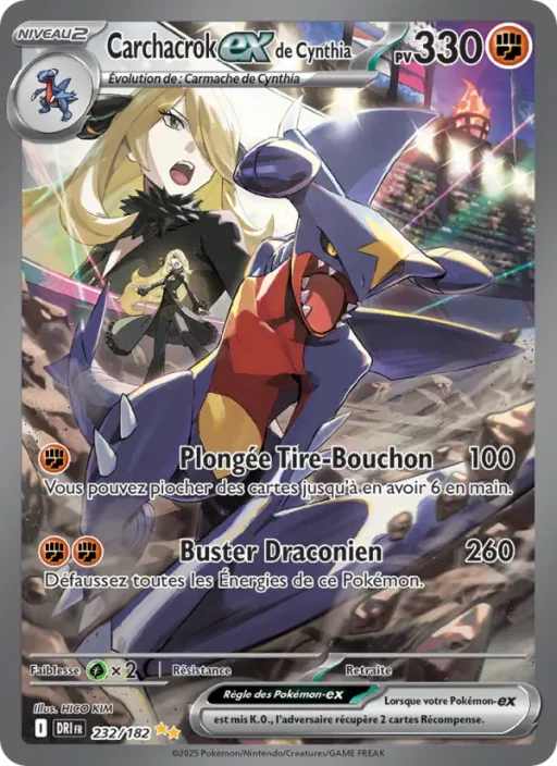 Carte Pokémon Carchacrok-ex de Cynthia 232/182 Illustration spéciale rare Rivalités Destinées