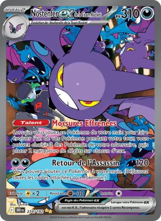 Carte Pokémon Nostenfer-ex de la Team Rocket 234/182 Illustration spéciale rare Rivalités Destinées