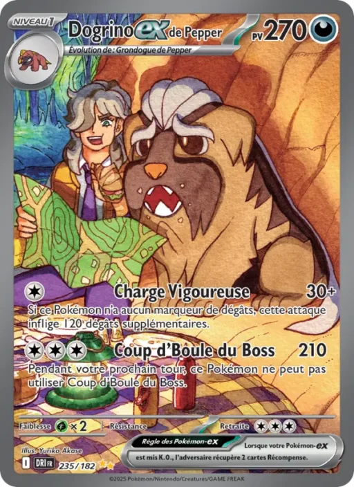 Carte Pokémon Dogrino-ex de Pepper 235/182 Illustration spéciale rare Rivalités Destinées