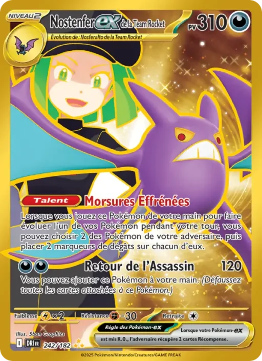 Carte Pokémon Nostenfer-ex de la Team Rocket 242/182 Hyper rare Rivalités Destinées