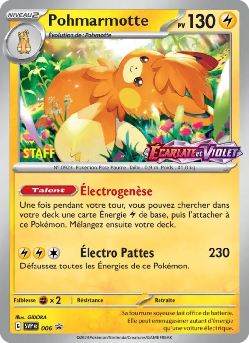 Carte Pokémon Pohmarmotte 006 Sans Rareté SVP Black Star Promos