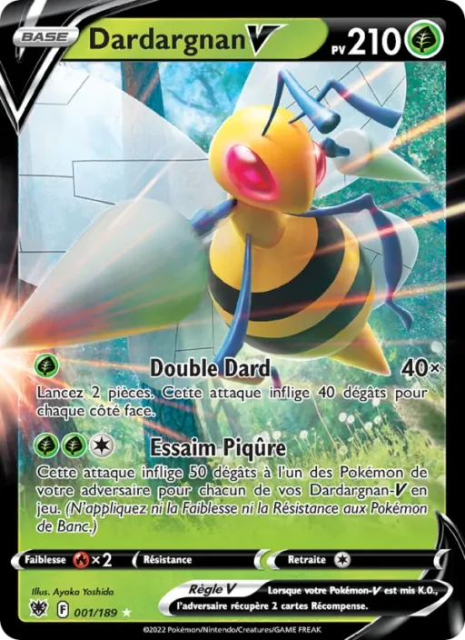 Carte Pokémon Dardargnan V 001/189 Holo Rare V Astres Radieux