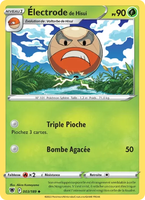 Carte Pokémon Électrode de Hisui 003/189 Peu Commune Astres Radieux