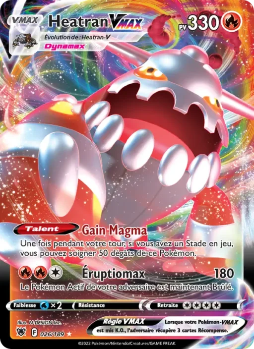 Carte Pokémon Heatran VMAX 026/189 Holo Rare VMAX Astres Radieux