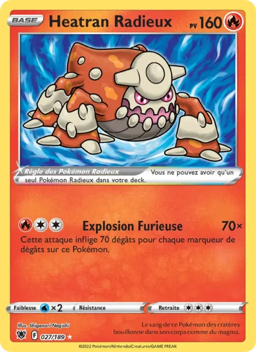 Carte Pokémon Heatran Radieux 027/189 Radieux Rare Astres Radieux