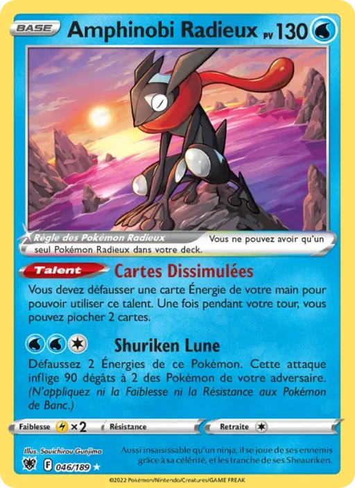 Carte Pokémon Amphinobi Radieux 046/189 Radieux Rare Astres Radieux