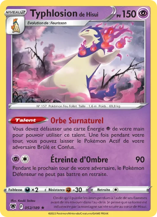 Carte Pokémon Typhlosion de Hisui 052/189 Holo Rare Astres Radieux
