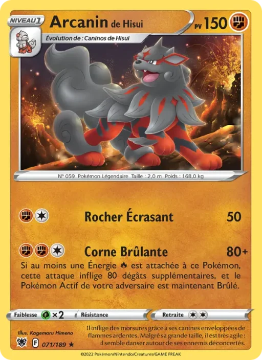 Carte Pokémon Arcanin de Hisui 071/189 Rare Astres Radieux