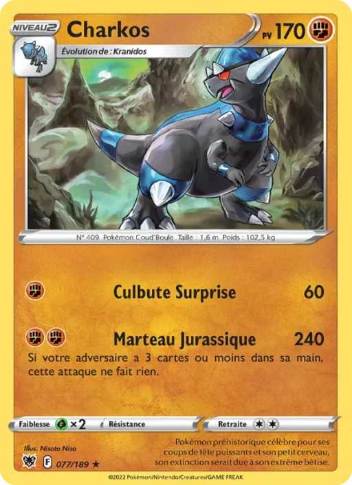 Carte Pokémon Charkos 077/189 Holo Rare Astres Radieux
