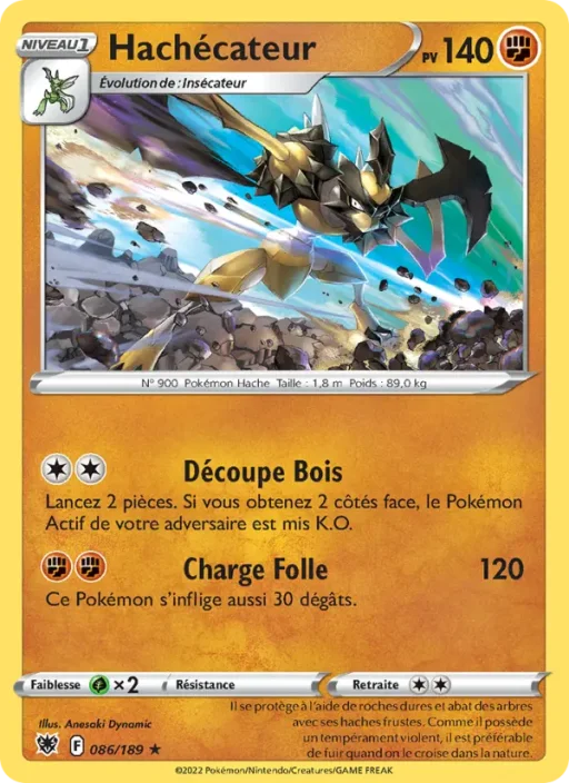 Carte Pokémon Hachécateur 086/189 Holo Rare Astres Radieux