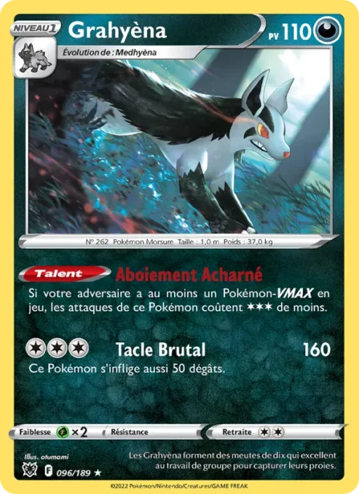 Carte Pokémon Grahyèna 096/189 Rare Astres Radieux