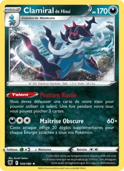 Carte Pokemon Clamiral de Hisui #100