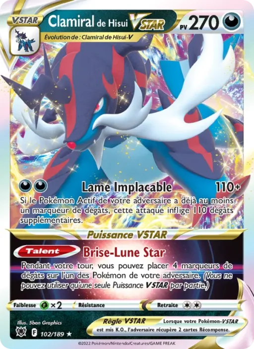 Carte Pokémon Clamiral de Hisui VSTAR 102/189 Holo Rare VSTAR Astres Radieux