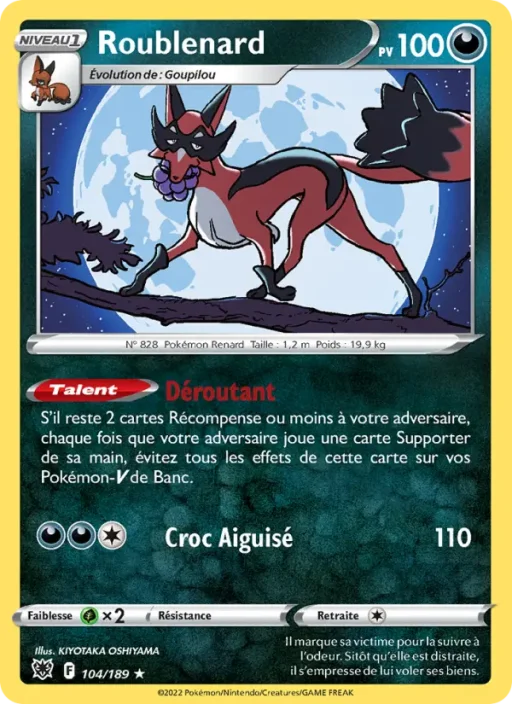 Carte Pokémon Roublenard 104/189 Rare Astres Radieux