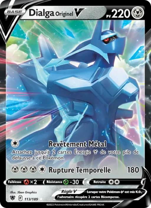 Carte Pokémon Dialga Originel V 113/189 Holo Rare V Astres Radieux