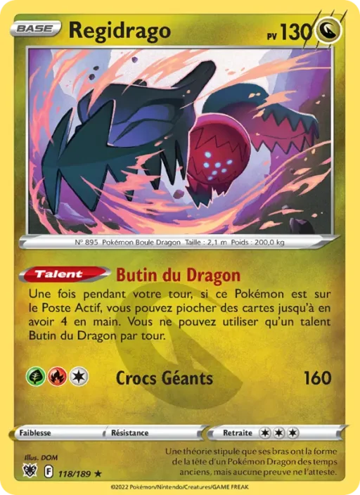 Carte Pokémon Regidrago 118/189 Rare Astres Radieux