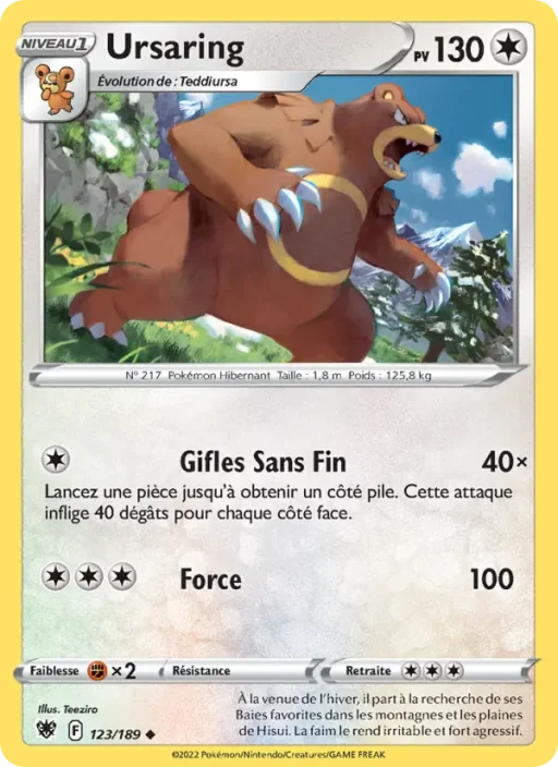 Carte Pokémon Ursaring 123/189 Peu Commune Astres Radieux