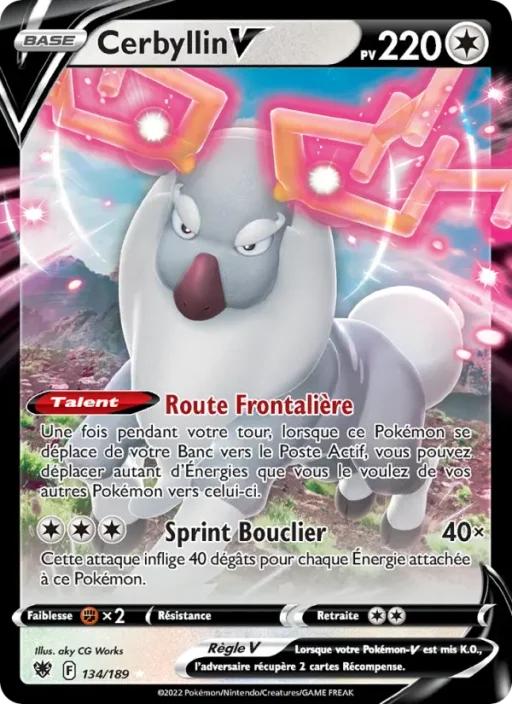Carte Pokémon Cerbyllin V 134/189 Holo Rare V Astres Radieux