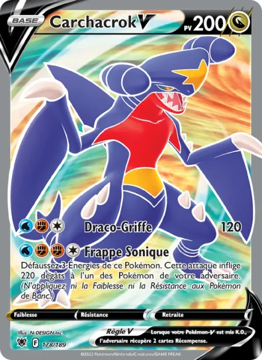 Carte Pokémon Carchacrok V 178/189 Ultra Rare Astres Radieux