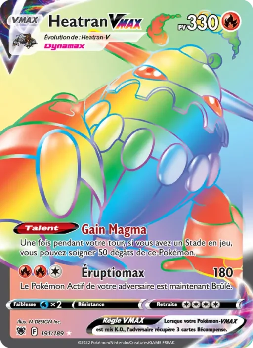 Carte Pokémon Heatran VMAX 191/189 Magnifique rare Astres Radieux
