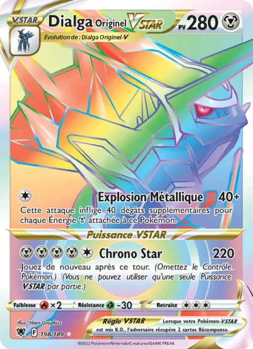 Carte Pokémon Dialga Originel VSTAR 198/189 Magnifique rare Astres Radieux