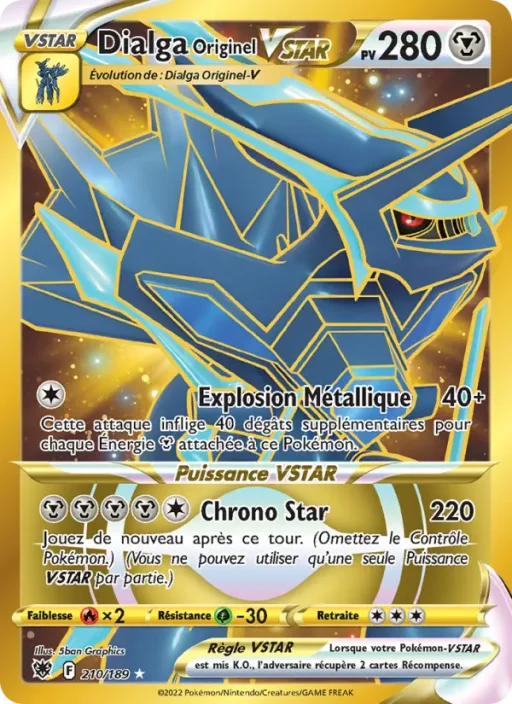 Carte Pokémon Dialga Originel VSTAR 210/189 Magnifique rare Astres Radieux