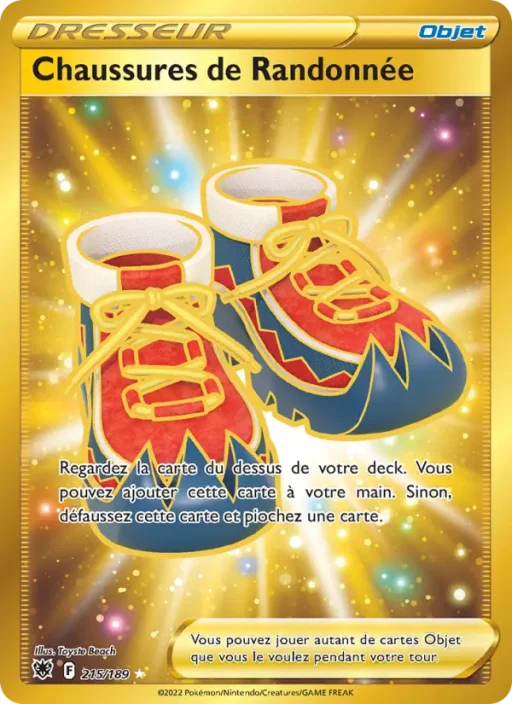 Carte Pokémon Chaussures de Randonnée 215/189 Magnifique rare Astres Radieux