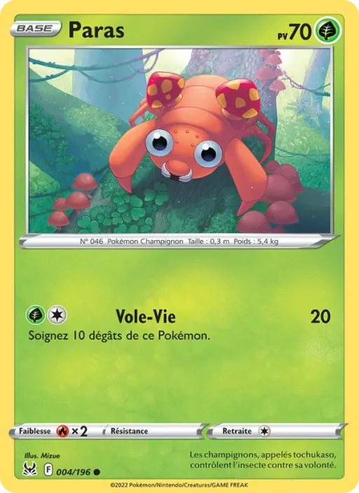 Carte Pokémon Paras 004/196 Commune Origine Perdue