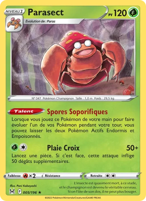 Carte Pokémon Parasect 005/196 Rare Origine Perdue