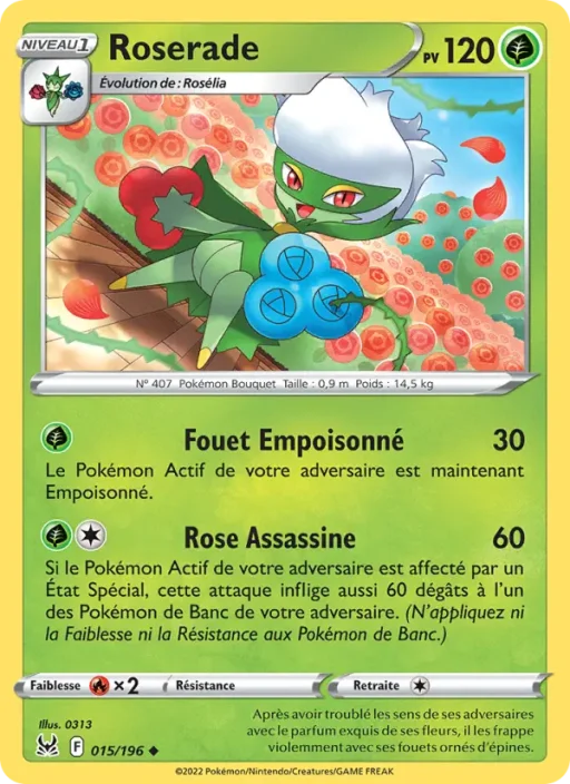 Carte Pokémon Roserade 015/196 Peu Commune Origine Perdue