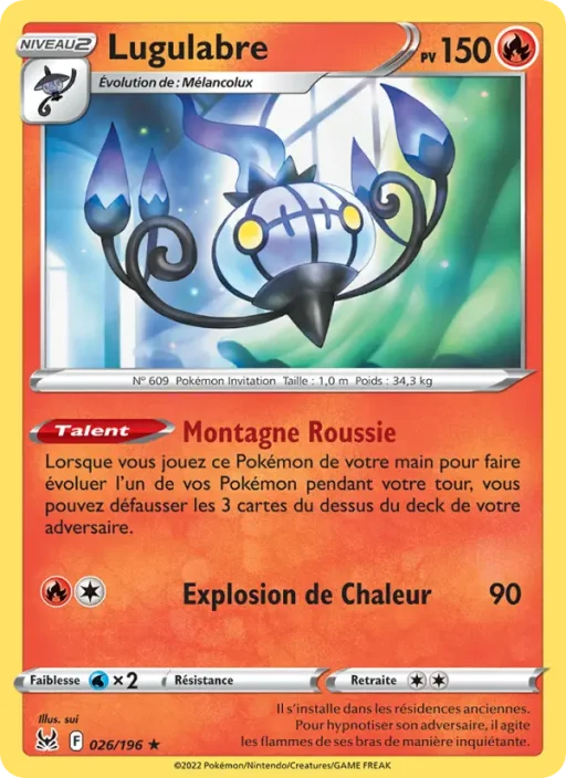 Carte Pokémon Lugulabre 026/196 Holo Rare Origine Perdue
