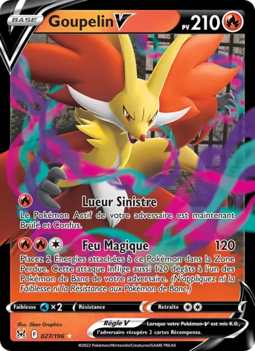 Carte Pokémon Goupelin V 027/196 Holo Rare V Origine Perdue