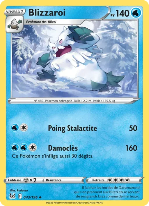 Carte Pokémon Blizzaroi 043/196 Peu Commune Origine Perdue