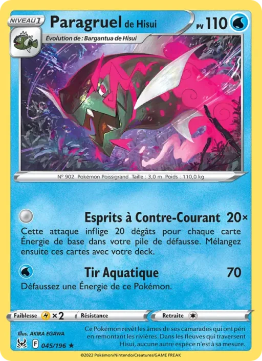Carte Pokémon Paragruel de Hisui 045/196 Holo Rare Origine Perdue