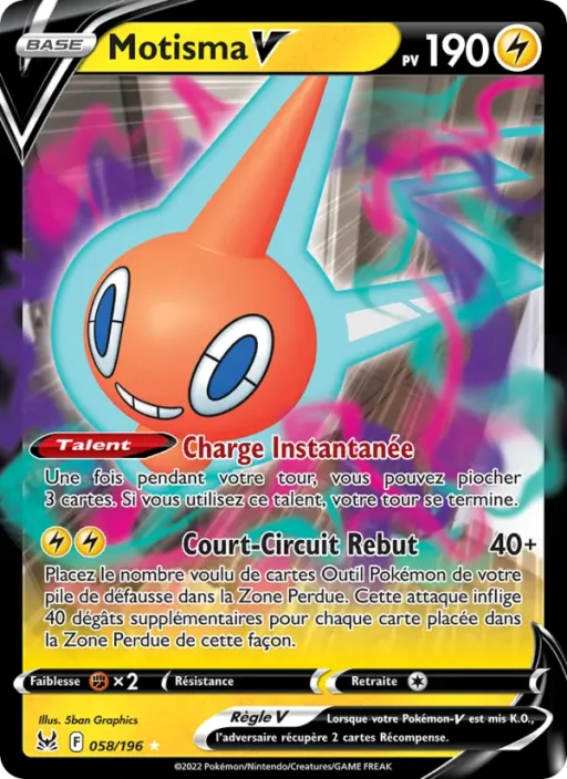 Carte Pokémon Motisma V 058/196 Holo Rare VMAX Origine Perdue